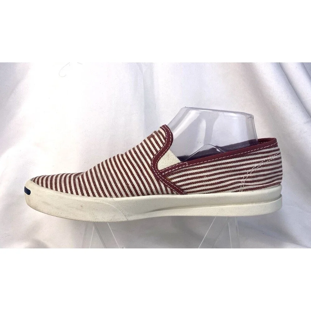 Converse Jack Purcell Sneaker Size M-7 W-8.5 Red/White Stripe Canvas Slip-On